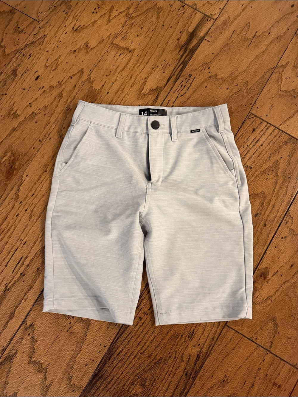 Hurley Light Gray Kids' Performance Flat-Front Shorts